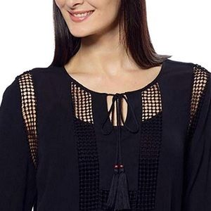 Joseph A. Tops - Black Boho Top w/Crochet Detail Joseph A. Tops - Black Boho Top w/Crochet Detail